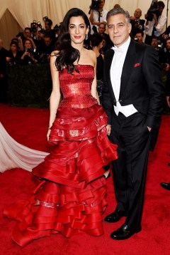 George and Amal Clooney Amal wears John Galliano for Martin Margiela whowhatwear.com
